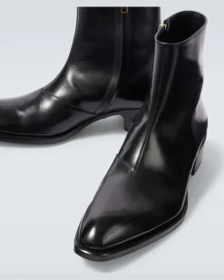 Ankle Boots Vincent aus Leder Schwarz