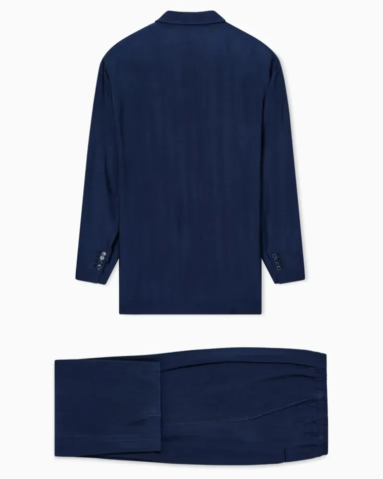 Anzug aus Viskose mit Chevron-Muster Marineblau