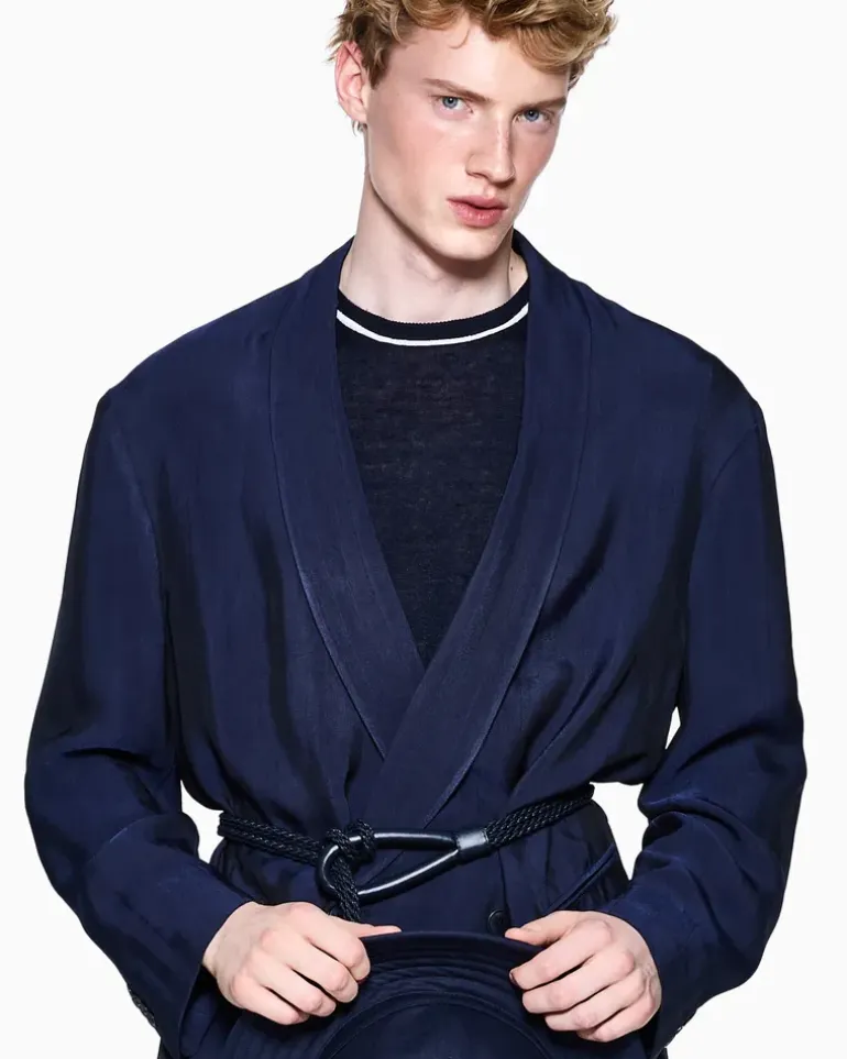 Anzug aus Viskose mit Chevron-Muster Marineblau