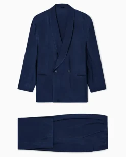 Anzug aus Viskose mit Chevron-Muster Marineblau