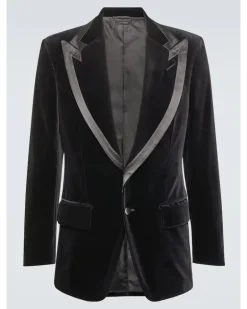 Anzugjacke Atticus aus Samt Schwarz