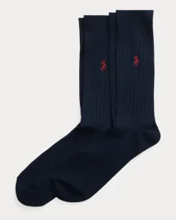 Anzugsocken in Rippenstrick Blue