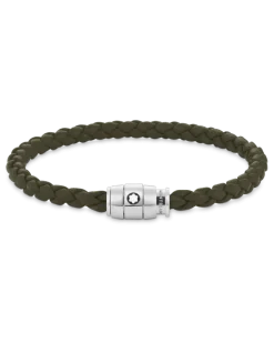 Armband mit 3 Ringen aus Soft Leder - Khaki - Edelstahl - MB136003 - Armbänder