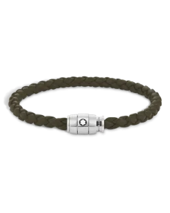Armband mit 3 Ringen aus Soft Leder - Khaki - Edelstahl - MB136003 - Armbänder