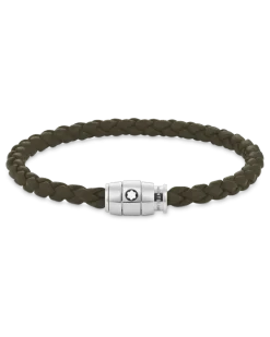 Armband mit 3 Ringen aus Soft Leder - Khaki - Edelstahl - MB136003 - Armbänder