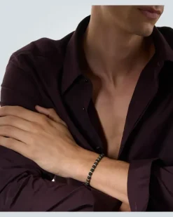 Armband Spiritual Beads aus Hämatit mit 18kt Gelbgold und Diamanten Schwarz