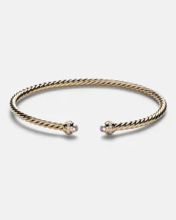 Armreif Cablespira® Flex aus 18kt Gelbgold mit Diamanten und Süßwasserperlen