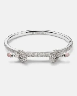 Armreif Chakra Icon aus 18kt Weißgold mit Diamanten und Quarz Silber