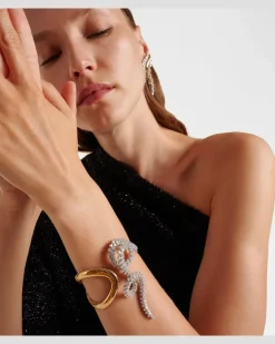 Armreif Golden Strada aus 18kt Gelb- und Weißgold mit Diamanten Silber