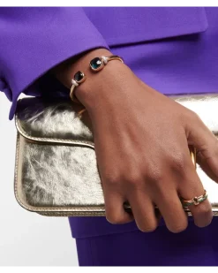 Armreif Nudo aus 18kt Roségold mit Diamanten und Topas Blau