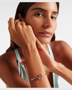 Armreif Nudo aus 18kt Rosé- und Weißgold mit Diamanten und Topas Silber