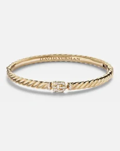 Armreif Sculpted Cable aus 18kt Gelbgold mit Diamanten