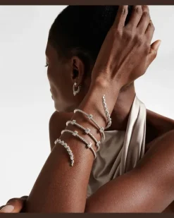 Armreif Y-Couture aus 18kt Weißgold mit Diamanten Silber
