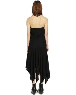 Asymmetric Lace Slip Dress Black