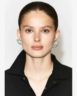 Asymmetrische Ohrringe Mit Blumen-Design Silberfarben