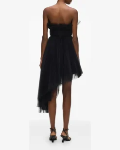 Asymmetrisches Tüllkleid - Schwarz