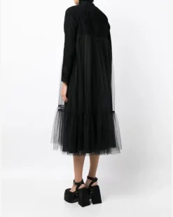 Ausgestelltes Tüllkleid - Schwarz