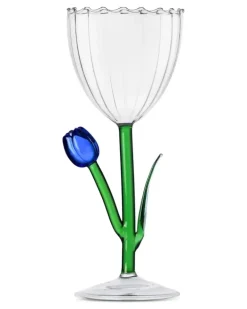 Ausgestelltes Weinglas mit Tulpendetail - Weiß