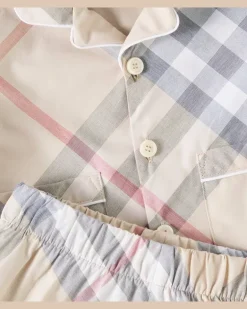 Baby Pyjama Burberry Check aus Baumwolle Neutral