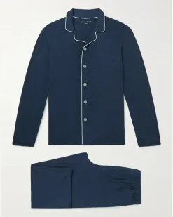 Basel Stretch Micro Modal Jersey Pyjama Set Blue