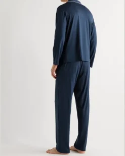 Basel Stretch Micro Modal Jersey Pyjama Set Blue