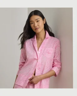 Batistpyjama mit Paisley-Motiv Pink