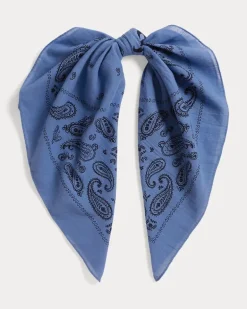 Baumwollbandana mit Logo & Paisley-Motiv Blue