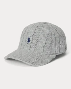Baumwoll-Baseballkappe mit Zopfmuster Grey