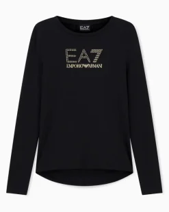 Baumwolle Langarmshirt im Slim Fit mit Nieten Evolution Schwarz