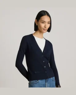 Baumwoll-Modal-Cardigan mit V-Ausschnitt Blue