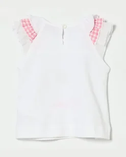Baumwoll-Tanktop mit Blumenprint Weiß