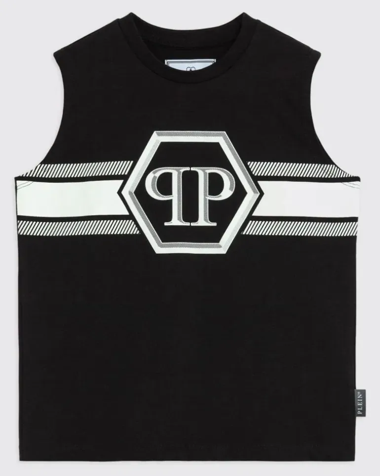 Baumwoll-Tanktop mit Logo Schwarz