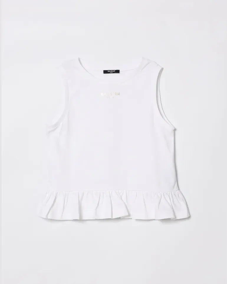 Baumwoll-Tanktop mit Logo Weiß