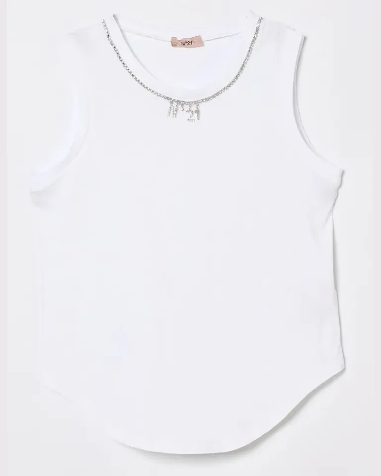 Baumwoll-Tanktop mit Schmucklogo Weiß