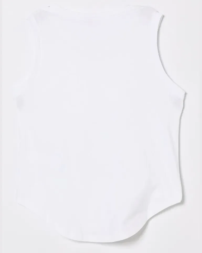 Baumwoll-Tanktop mit Schmucklogo Weiß