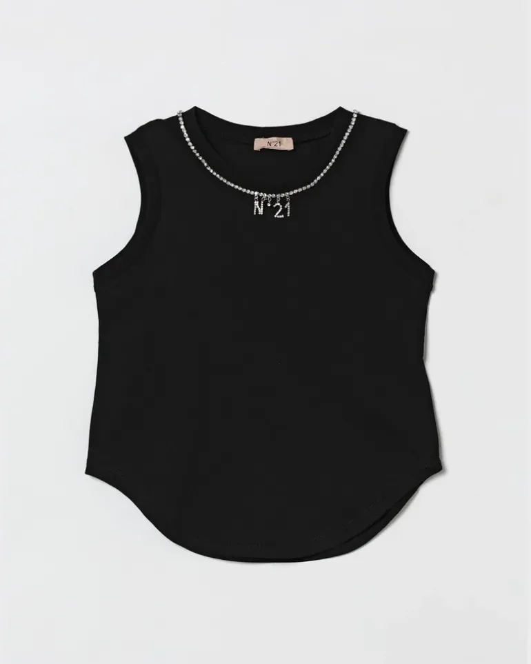 Baumwoll-Tanktop mit Schmucklogo Schwarz