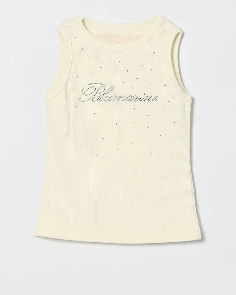 Baumwoll-Tanktop mit Strass-Logo Yellow