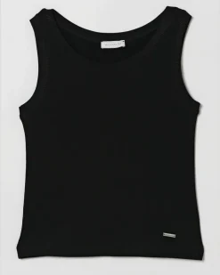 Baumwoll-Tanktop Schwarz