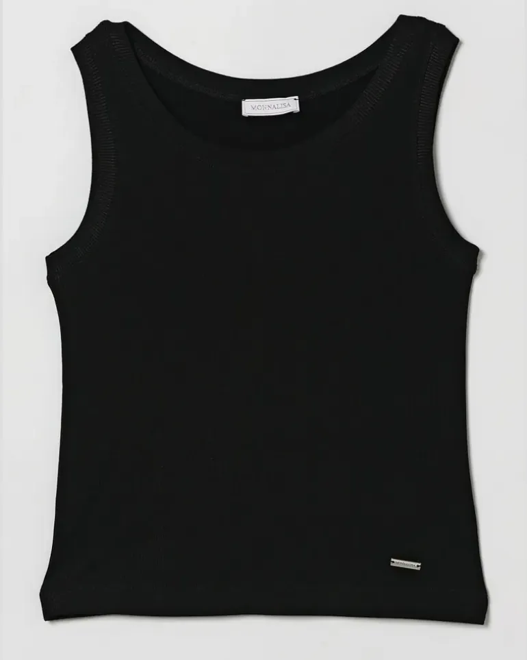 Baumwoll-Tanktop Schwarz