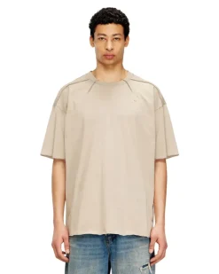 Baumwoll-T-Shirt mit Mikrostickerei - T-Shirts - Herren - Beige