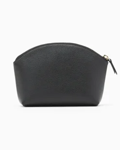 Beauty Case aus genarbtem Leder mit Reißverschluss Schwarz