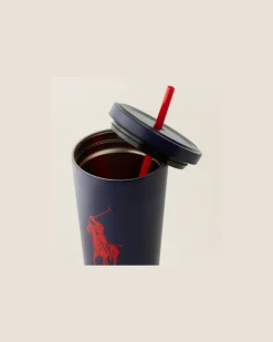 Becher Polo Icon mit Strohhalm Blue