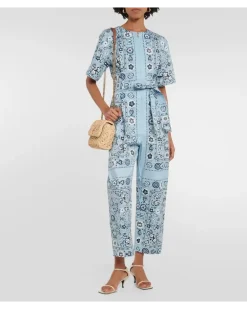 Bedruckter Jumpsuit aus Baumwolle Blau