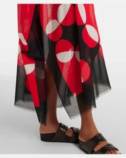 Bedruckter Kaftan aus Baumwolle Rot