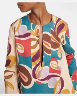 Bedruckter Kaftan aus einem Baumwollgemisch Multicolor