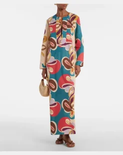 Bedruckter Kaftan aus einem Baumwollgemisch Multicolor