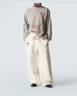 Bedrucktes Longsleeve aus Baumwoll-Jersey Grau