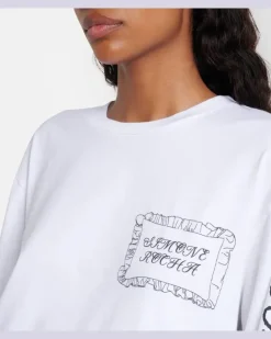 Bedrucktes Longsleeve aus Baumwoll-Jersey Weiß