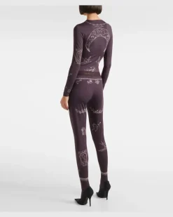 Bedruckte Strumpfhose aus Jersey Braun