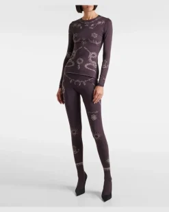 Bedruckte Strumpfhose aus Jersey Braun